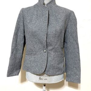 Pendleton 100% Virgin Wool Gray Stand Collar Blazer Jacket Women’s 8 USA